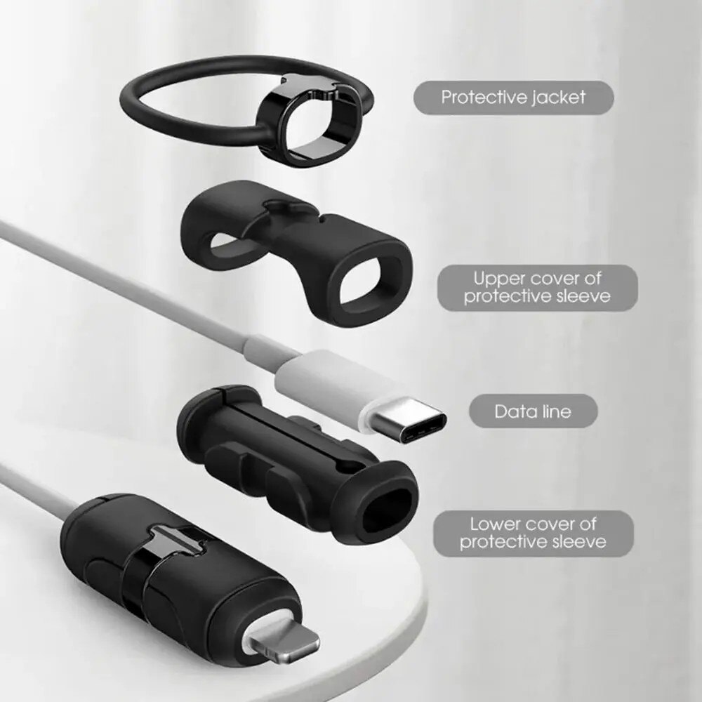 Protezione del cavo per cavo USB-C a USB-A, nero