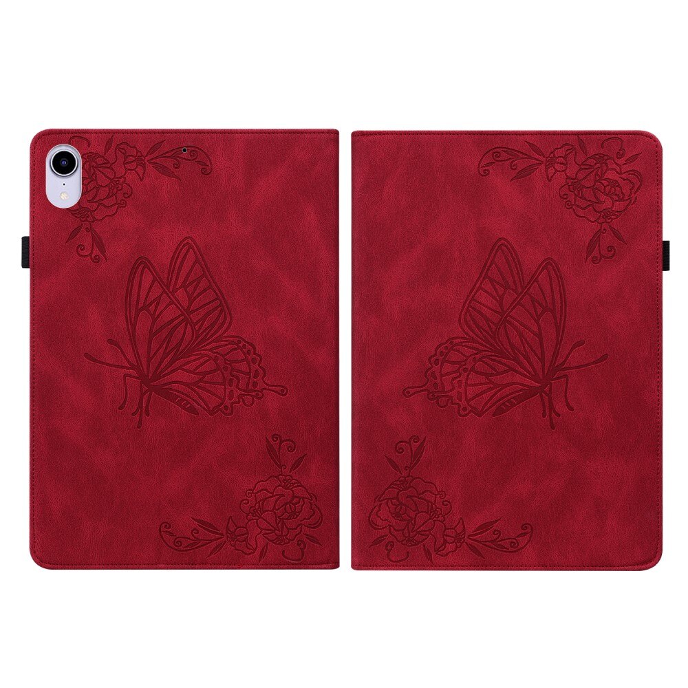 Custodia in pelle con farfalla Apple iPad Mini 7th Gen (2024) rosso