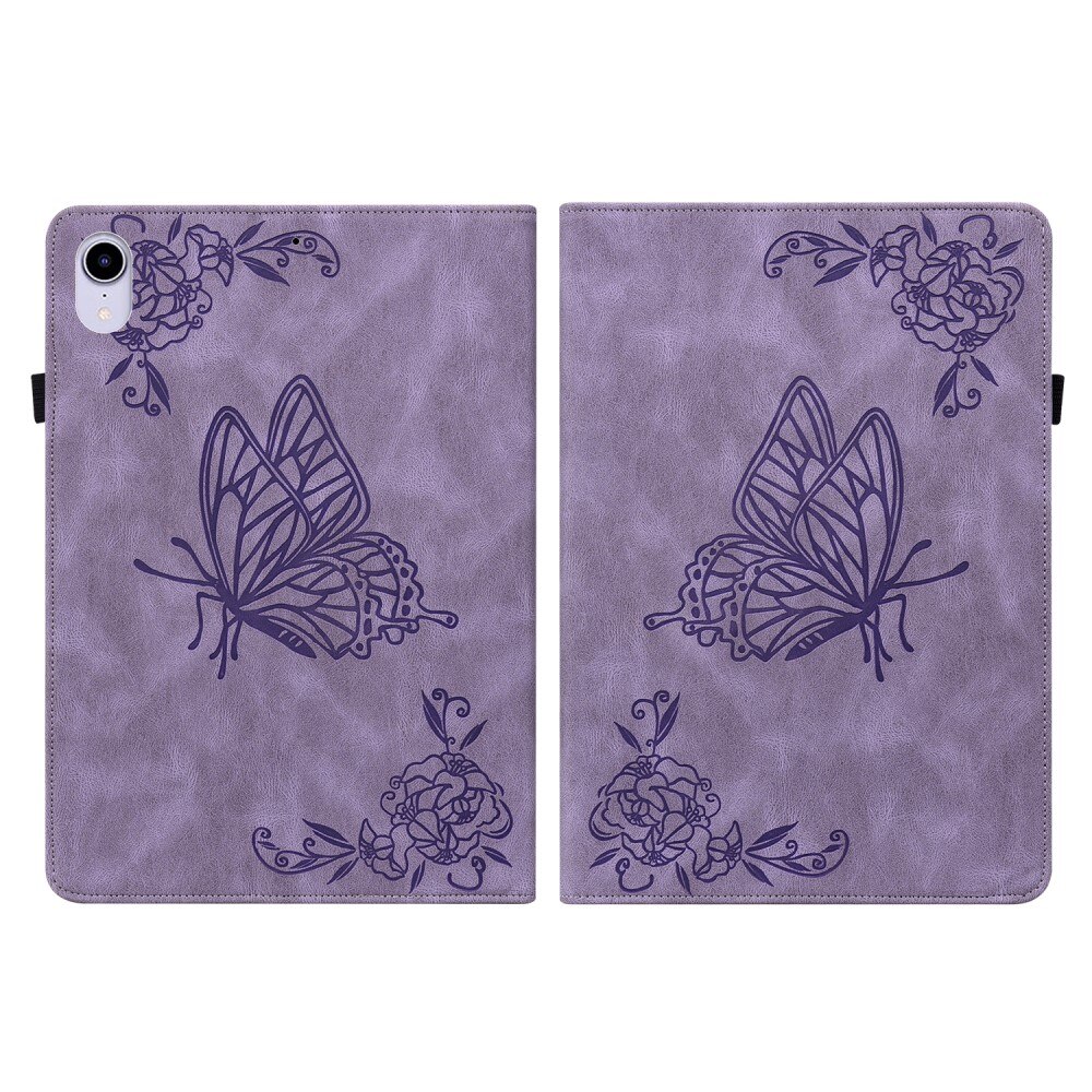 Custodia in pelle con farfalla Apple iPad Mini 7th Gen (2024) viola