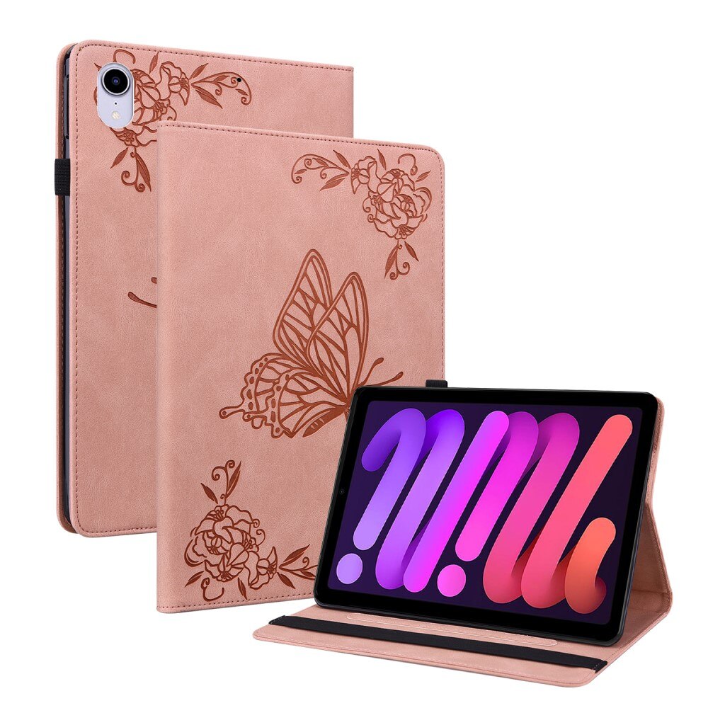 Custodia in pelle con farfalla Apple iPad Mini 6th Gen (2021) rosa