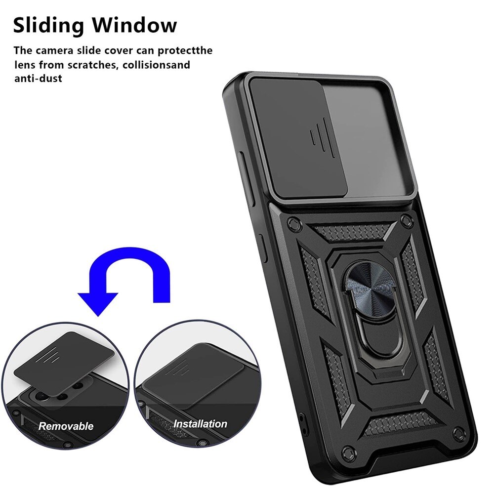 Cover ibride con anello e Protezione fotocamera Samsung Galaxy A33 Nero