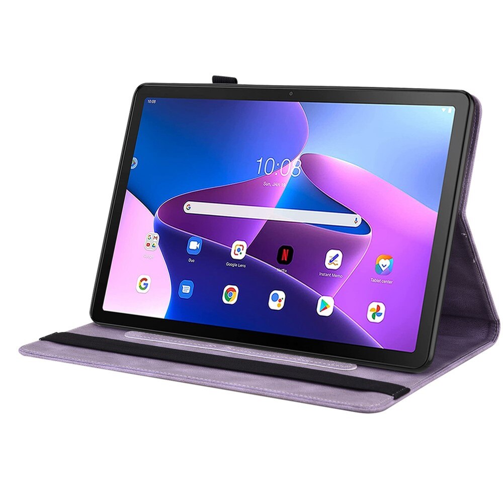 Custodia in pelle con farfalla Lenovo Tab M10 Plus (3rd gen) viola