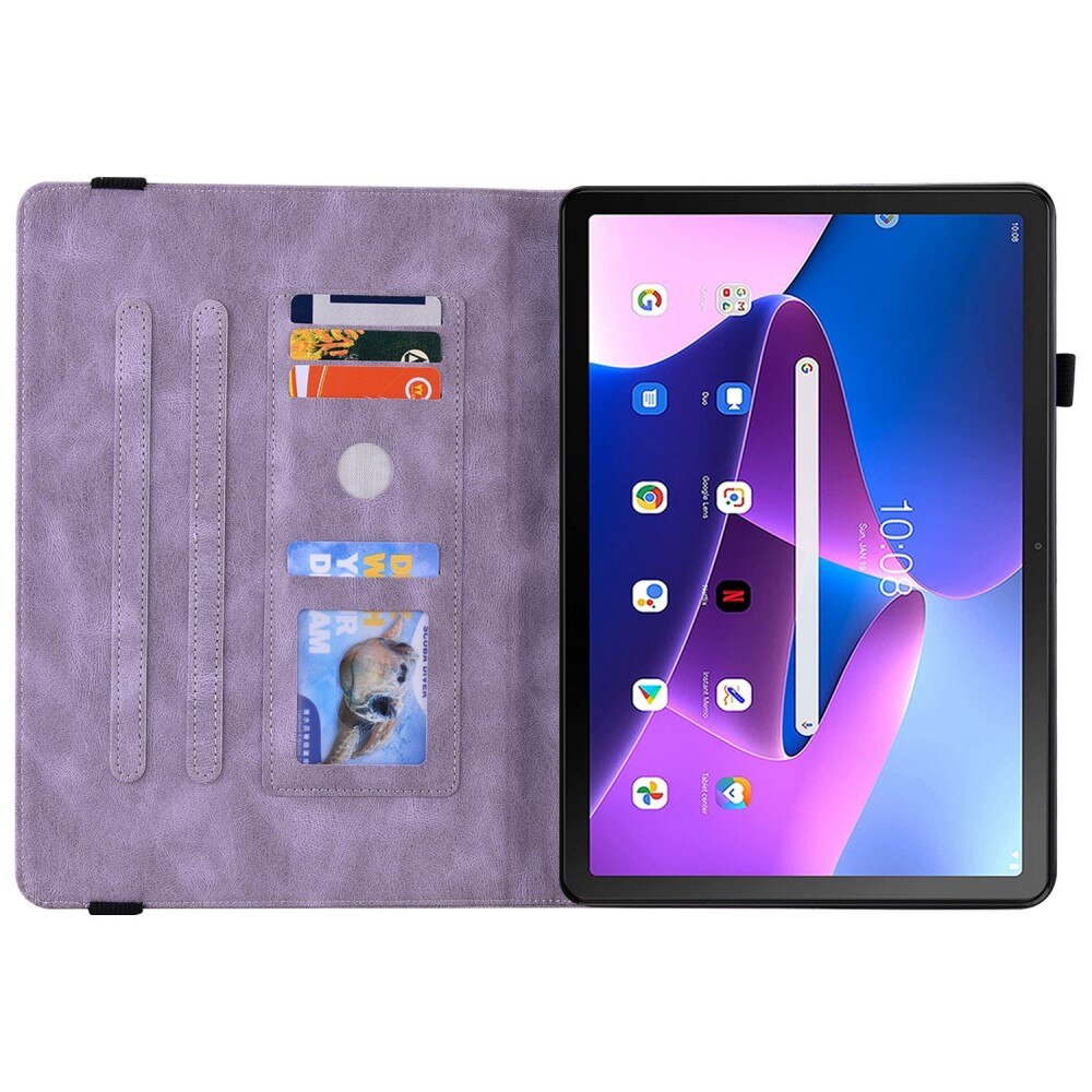 Custodia in pelle con farfalla Lenovo Tab M10 Plus (3rd gen) viola