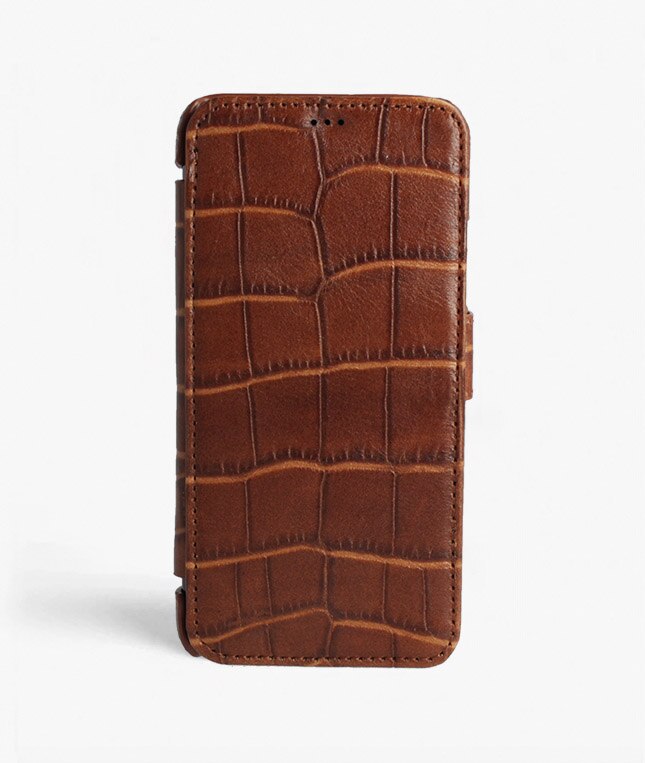 Cover portafoglio iPhone 11 Pro Max Lizard Cognac