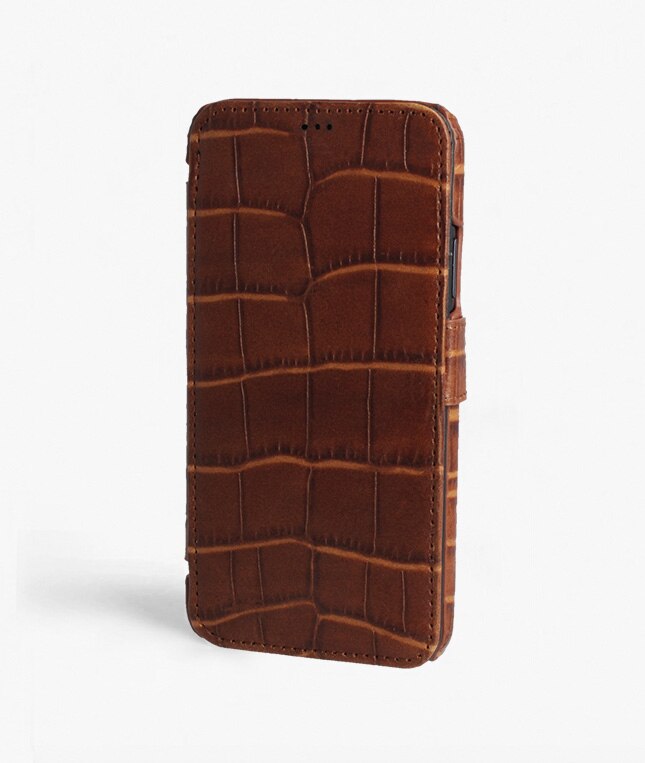 Cover portafoglio iPhone 11 Pro Max Lizard Cognac