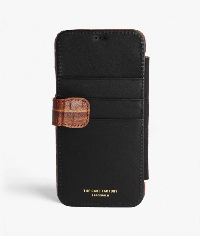 Cover portafoglio iPhone 11 Pro Max Lizard Cognac