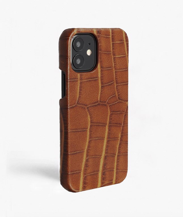 Cover iPhone 12 Mini Croco Marrone