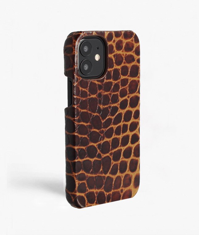 Cover iPhone 12 Mini Small Croco Marrone