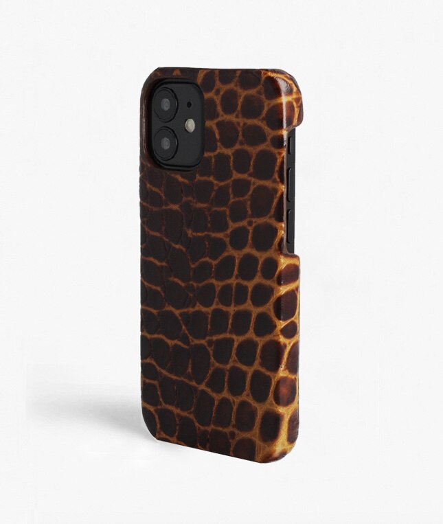 Cover iPhone 12 Mini Small Croco Marrone