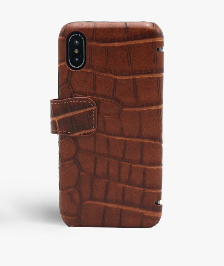 Cover portafoglio iPhone X/XS Lizard Cognac