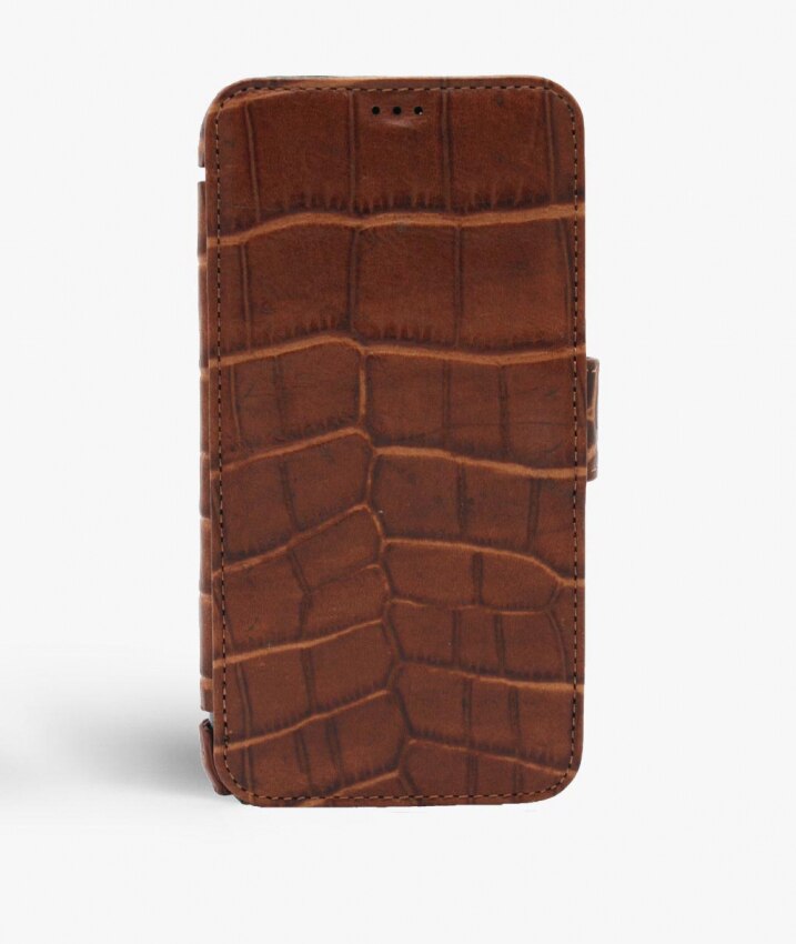 Cover portafoglio iPhone X/XS Lizard Cognac