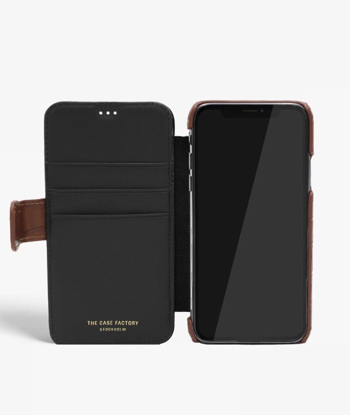 Cover portafoglio iPhone X/XS Lizard Cognac