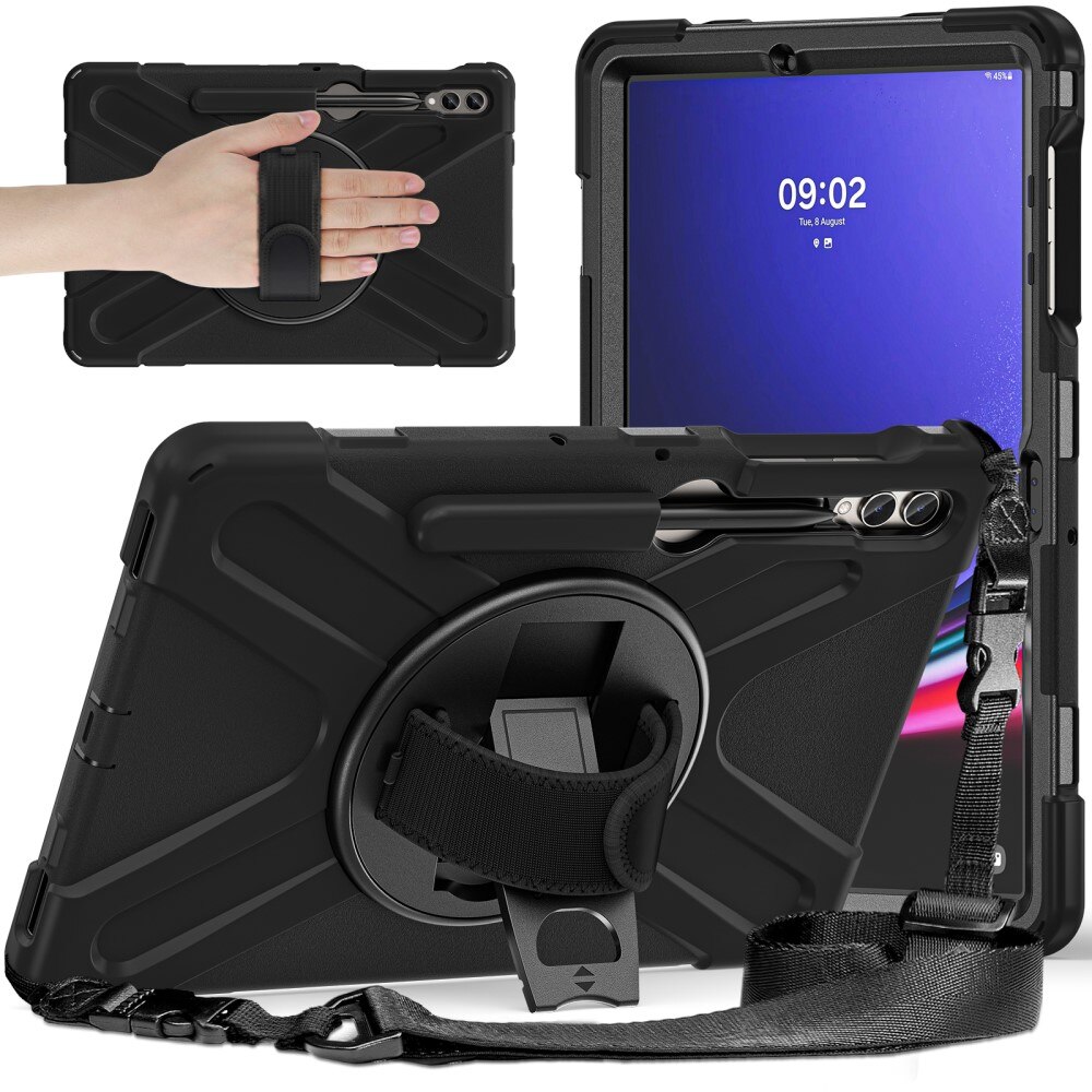 Custodia ibrida antiurto con tracolla Samsung Galaxy Tab S7 Plus nero