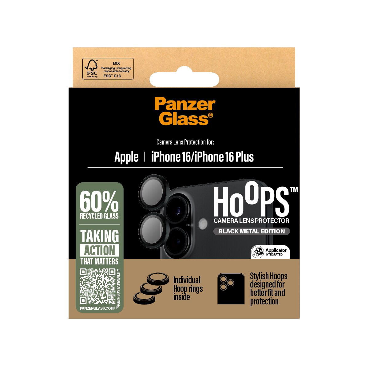 iPhone 16 Plus Hoops Camera Lens Protector Black