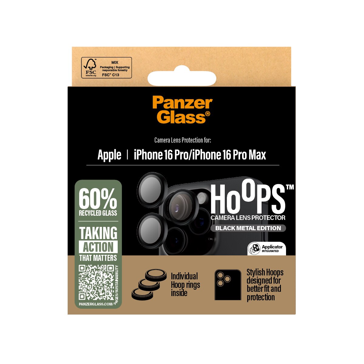 iPhone 16 Pro Max Hoops Camera Lens Protector Black