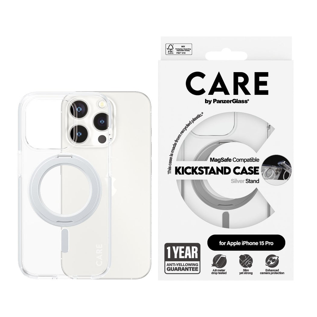 Kickstand MagSafe Cover iPhone 15 Pro transparente