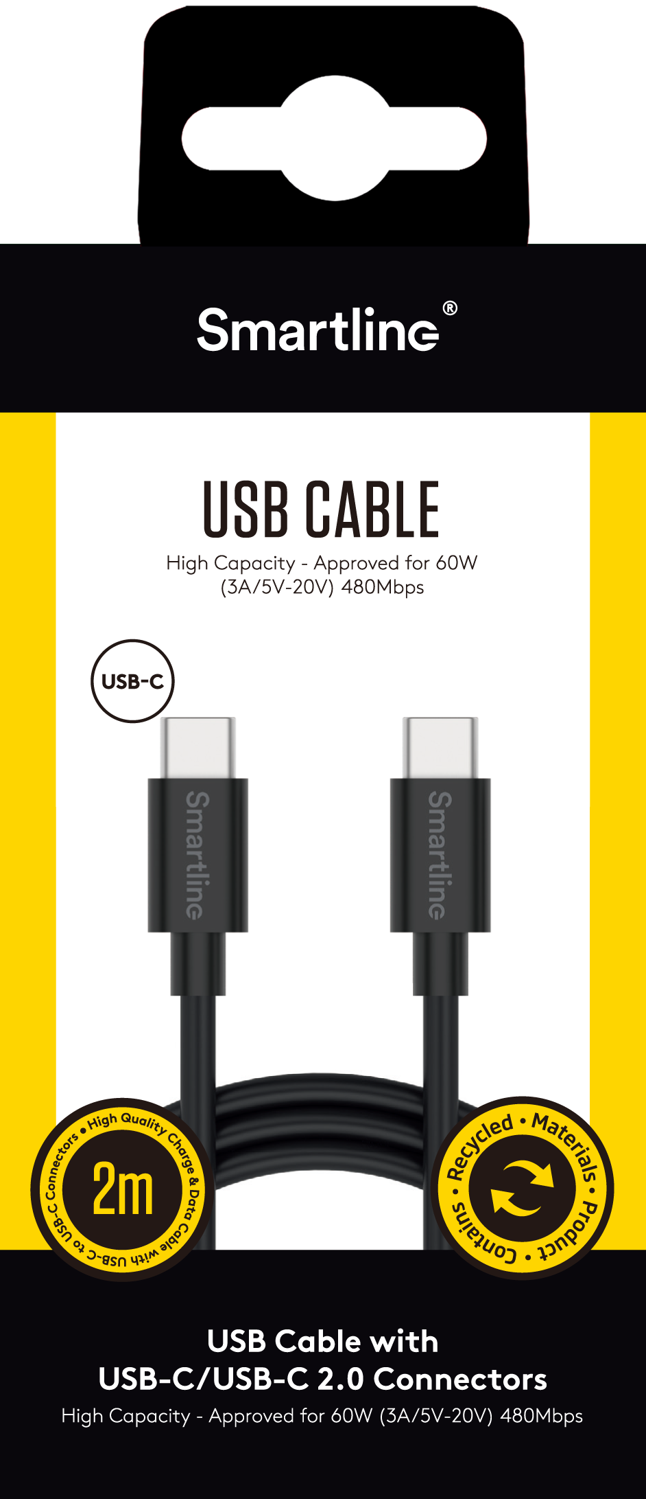 Cavo da USB-C a USB-C 2 metro, nero