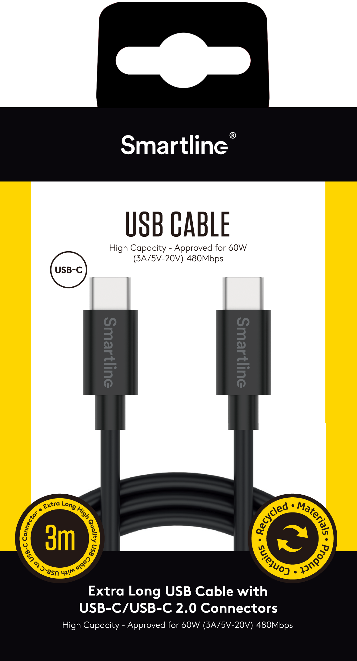 Cavo da USB-C a USB-C 3 metro, nero