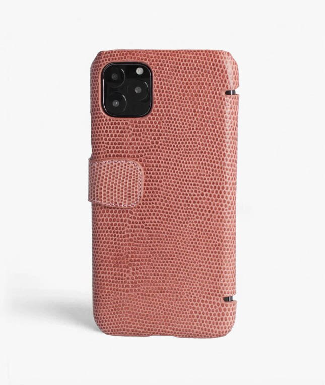 Cover portafoglio iPhone 11 Pro Max Lizard Rosa Antico