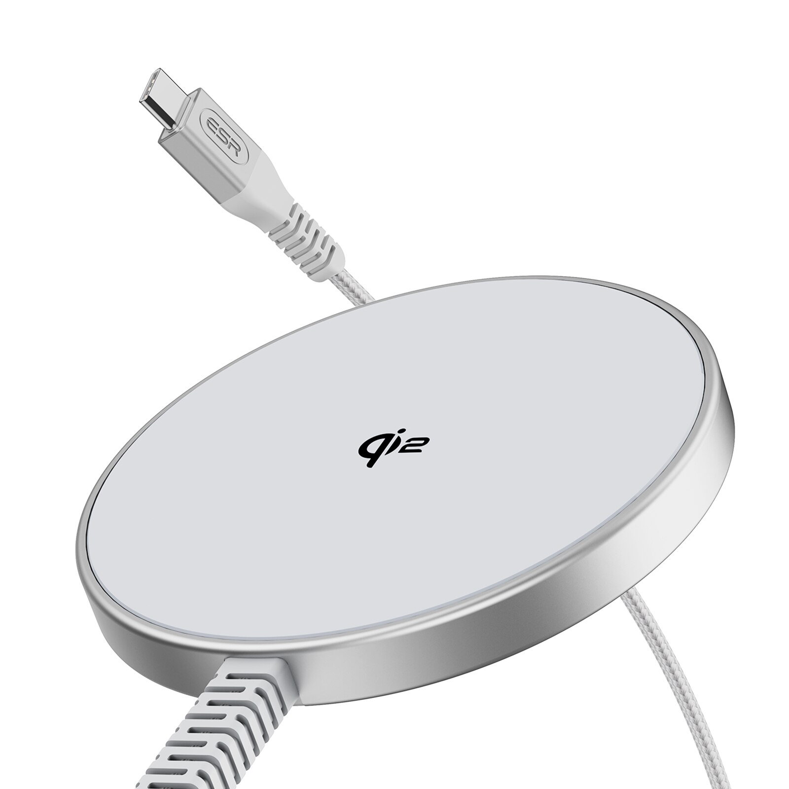 HaloLock Mini Qi2 MagSafe Magnetic Wireless Charger d'argento