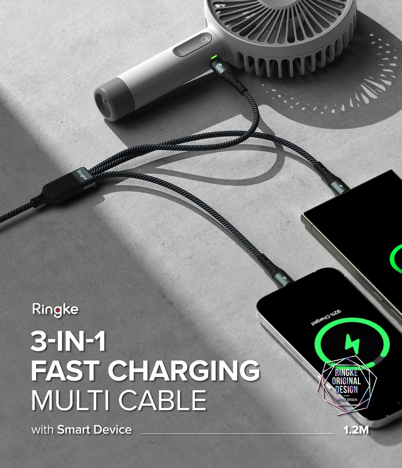 3-in-1 Fast Charging Cavo multiplo, nero