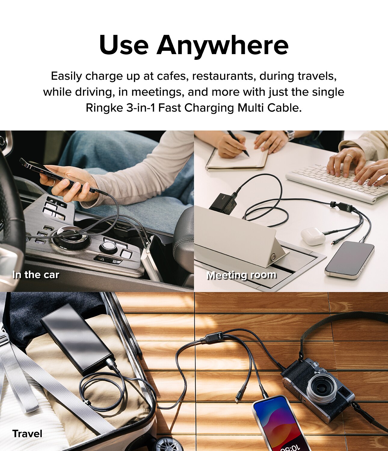 3-in-1 Fast Charging Cavo multiplo, nero