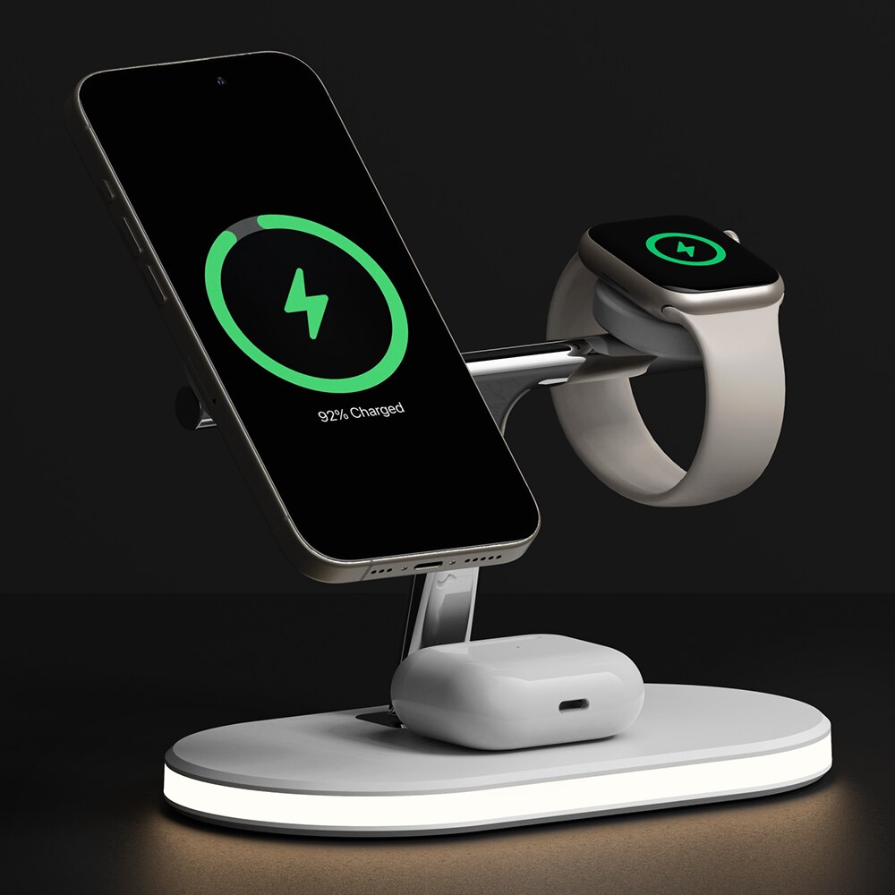 3-in-1 Wireless Charger Stand, bianco