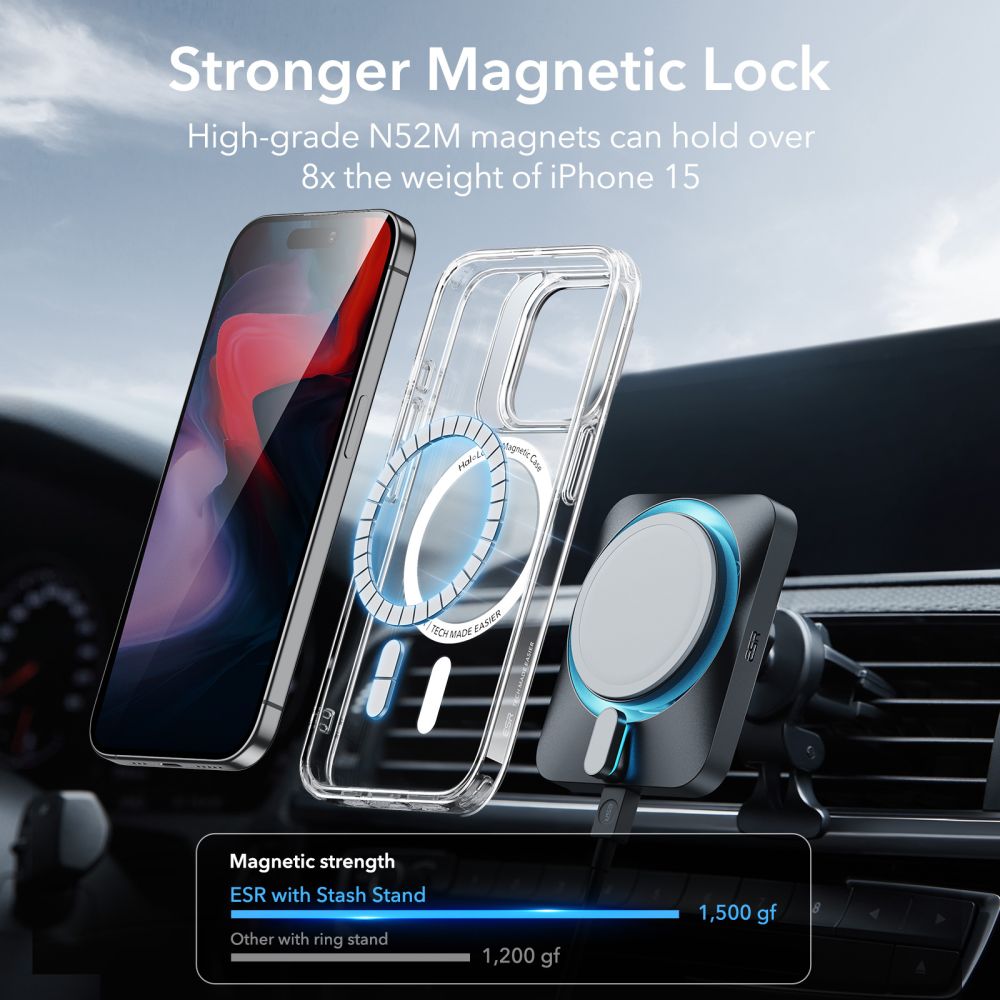 Classic Kickstand Halolock MagSafe iPhone 15 Pro Clear