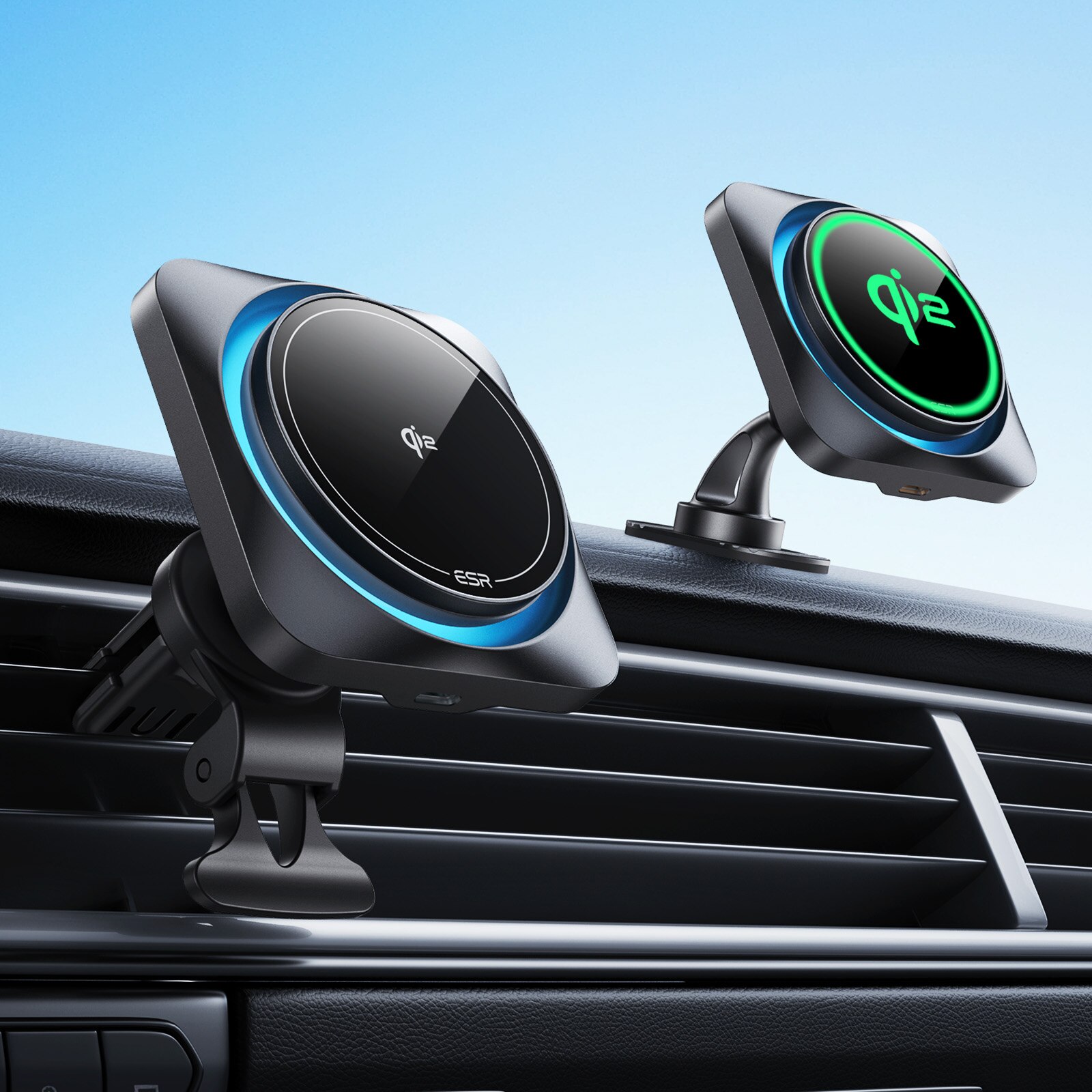 Qi2 HaloLock CryoBoost Wireless Car Charger nero