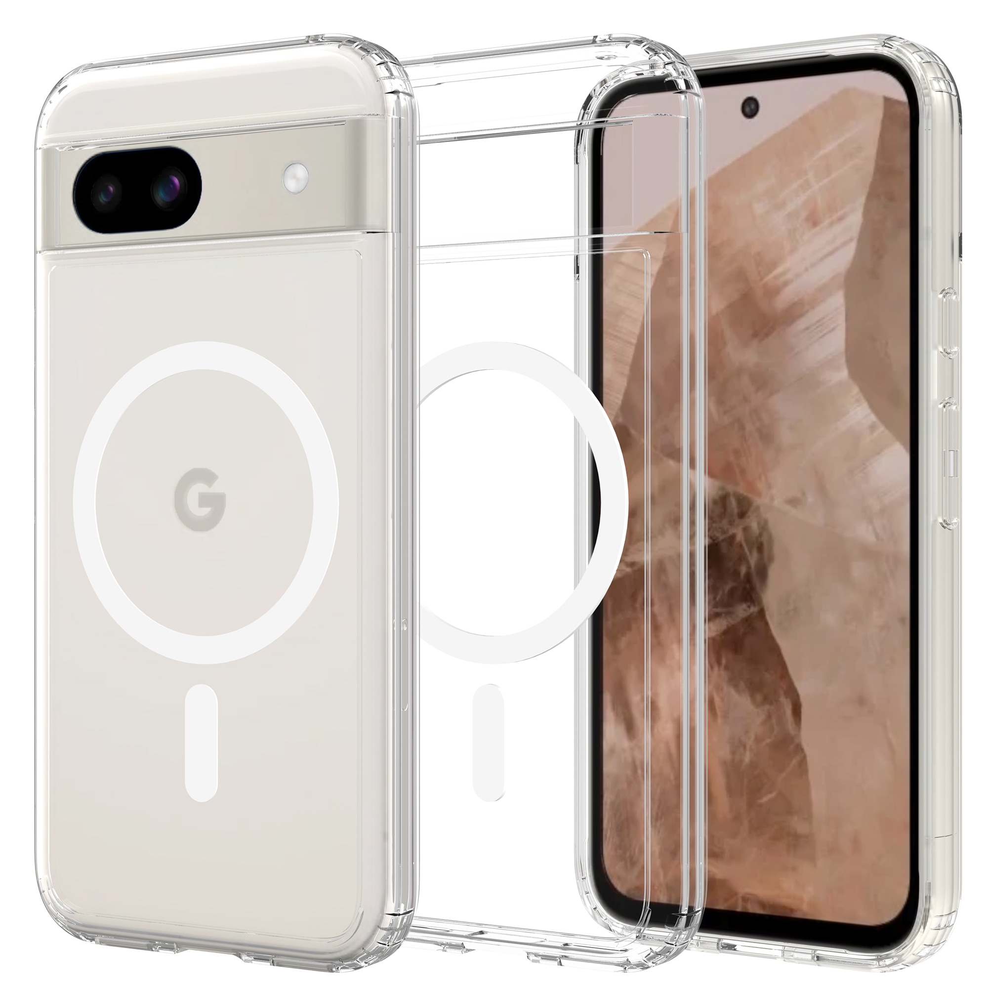 Cover ibride con MagSafe Google Pixel 8a trasparente