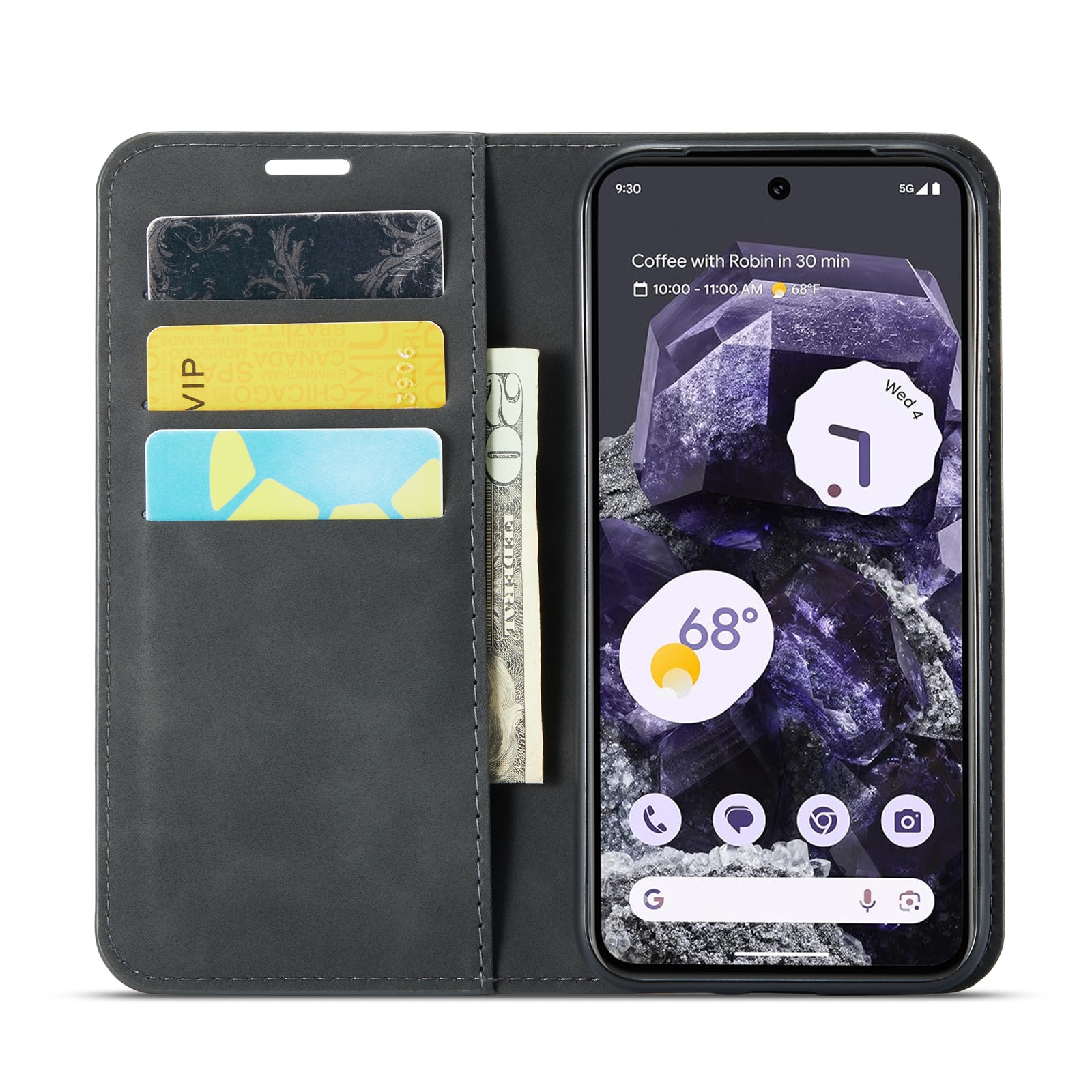 Cover portafoglio sottili Google Pixel 8a nero