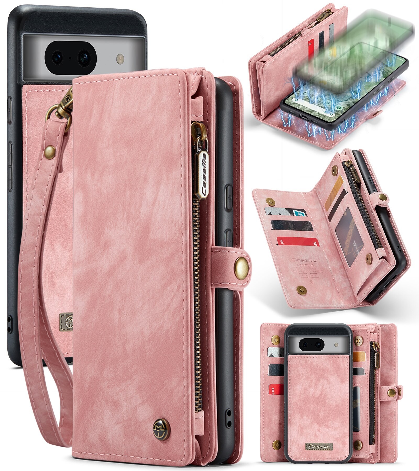 Cover portafoglio Multi-Slot Google Pixel 8a rosa