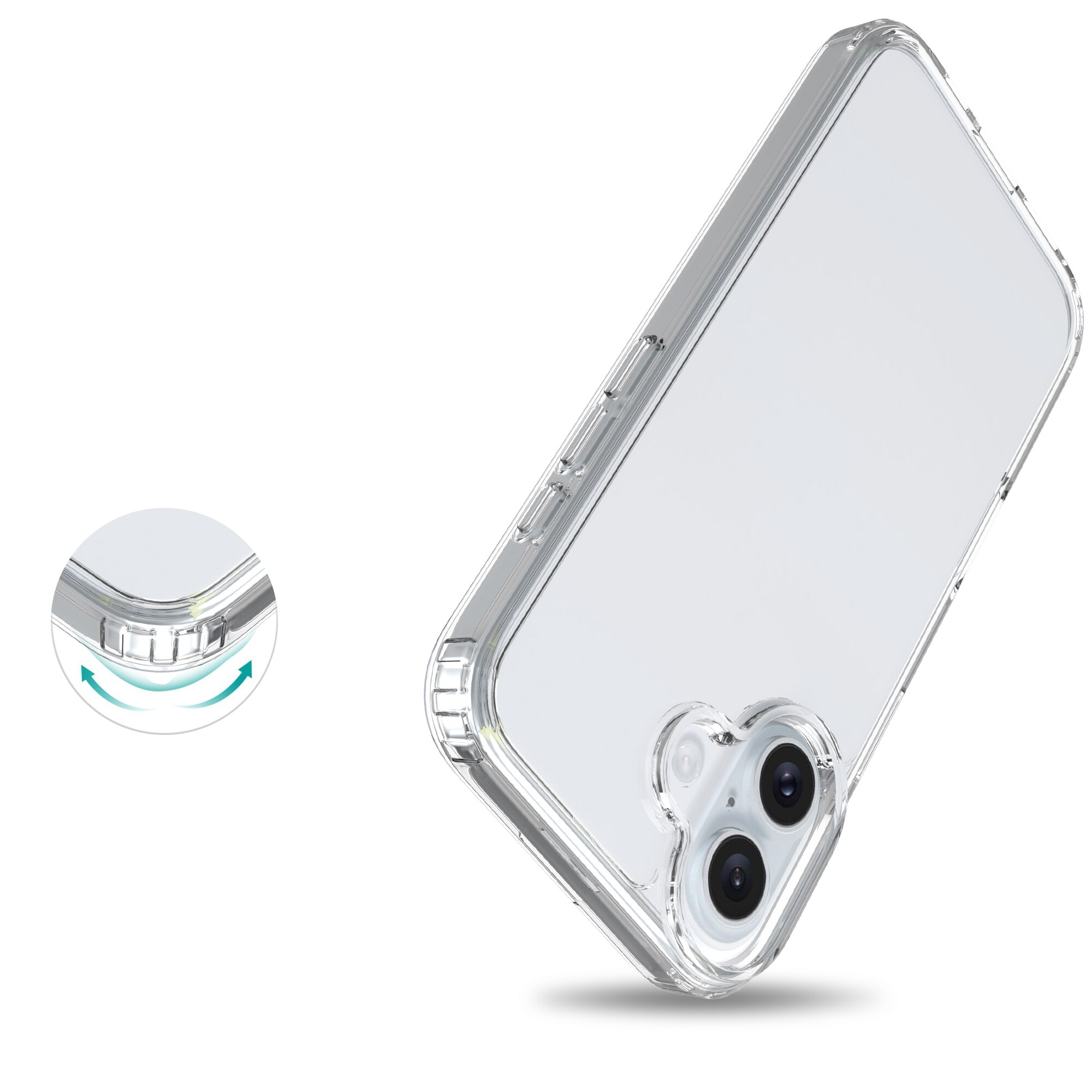 Cover ibride per iPhone 16 Plus trasparente