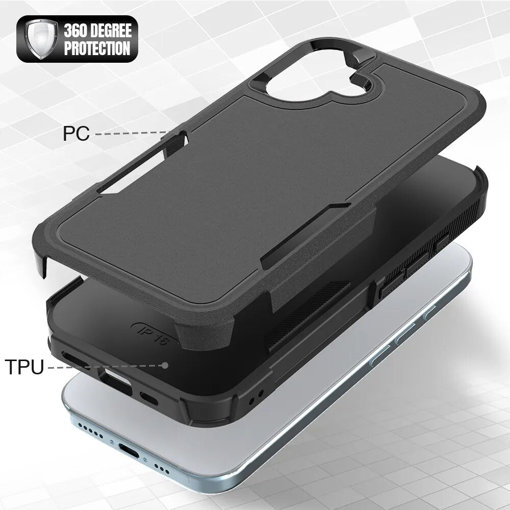 Cover ibride Off-road iPhone 16, nero