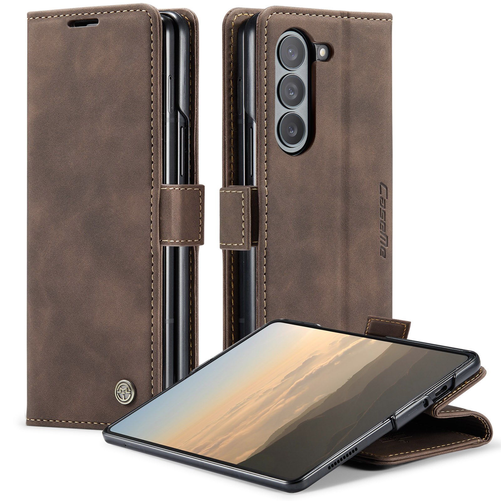 Custodie a portafoglio sottili Samsung Galaxy Z Fold 6 marrone