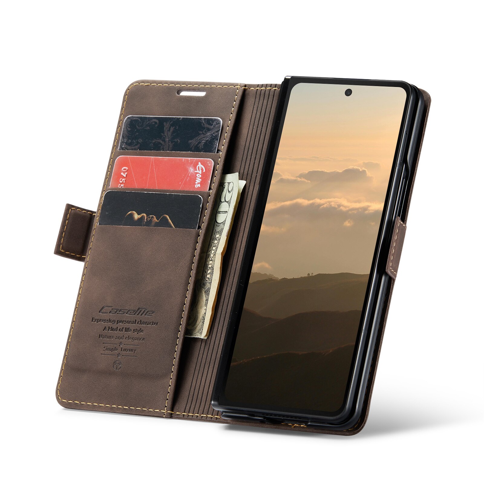 Custodie a portafoglio sottili Samsung Galaxy Z Fold 6 marrone