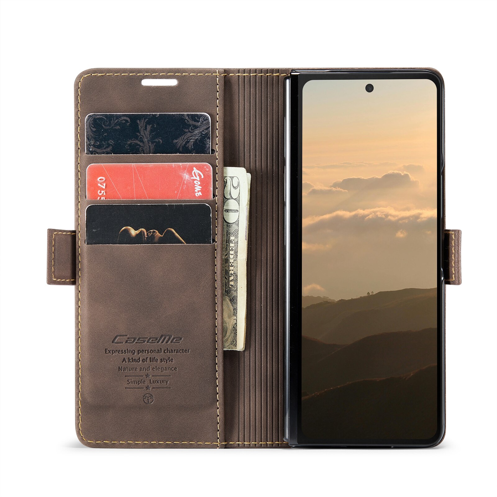 Custodie a portafoglio sottili Samsung Galaxy Z Fold 6 marrone