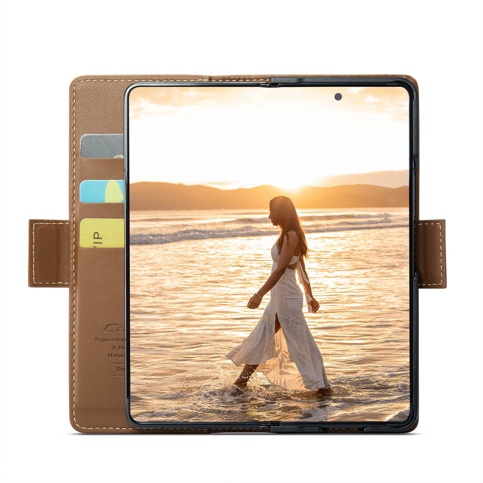 Custodie a portafoglio sottili anti-RFID Samsung Galaxy Z Fold 6 marrone