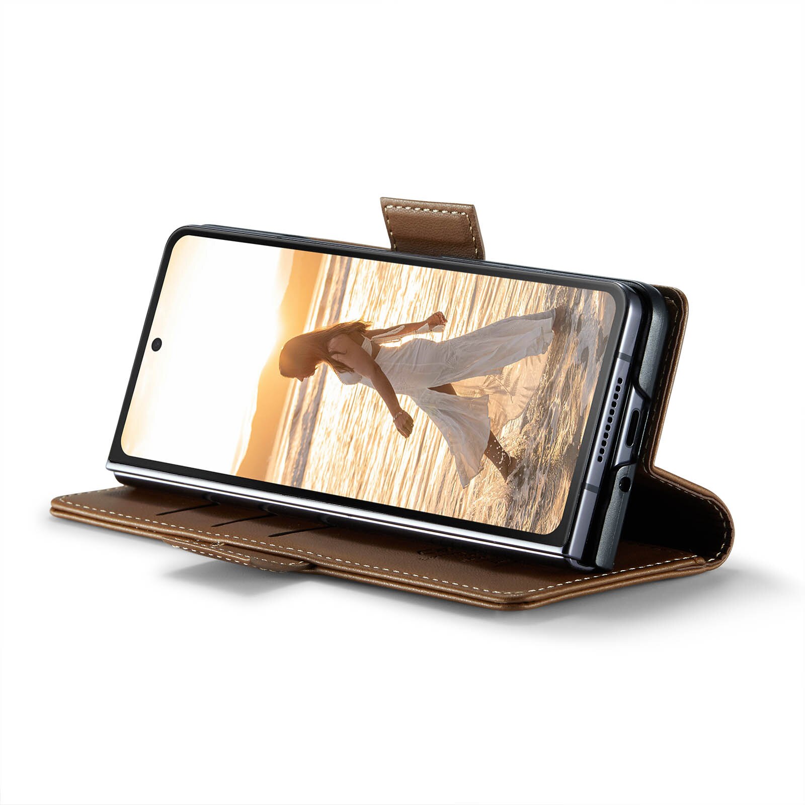 Custodie a portafoglio sottili anti-RFID Samsung Galaxy Z Fold 6 marrone