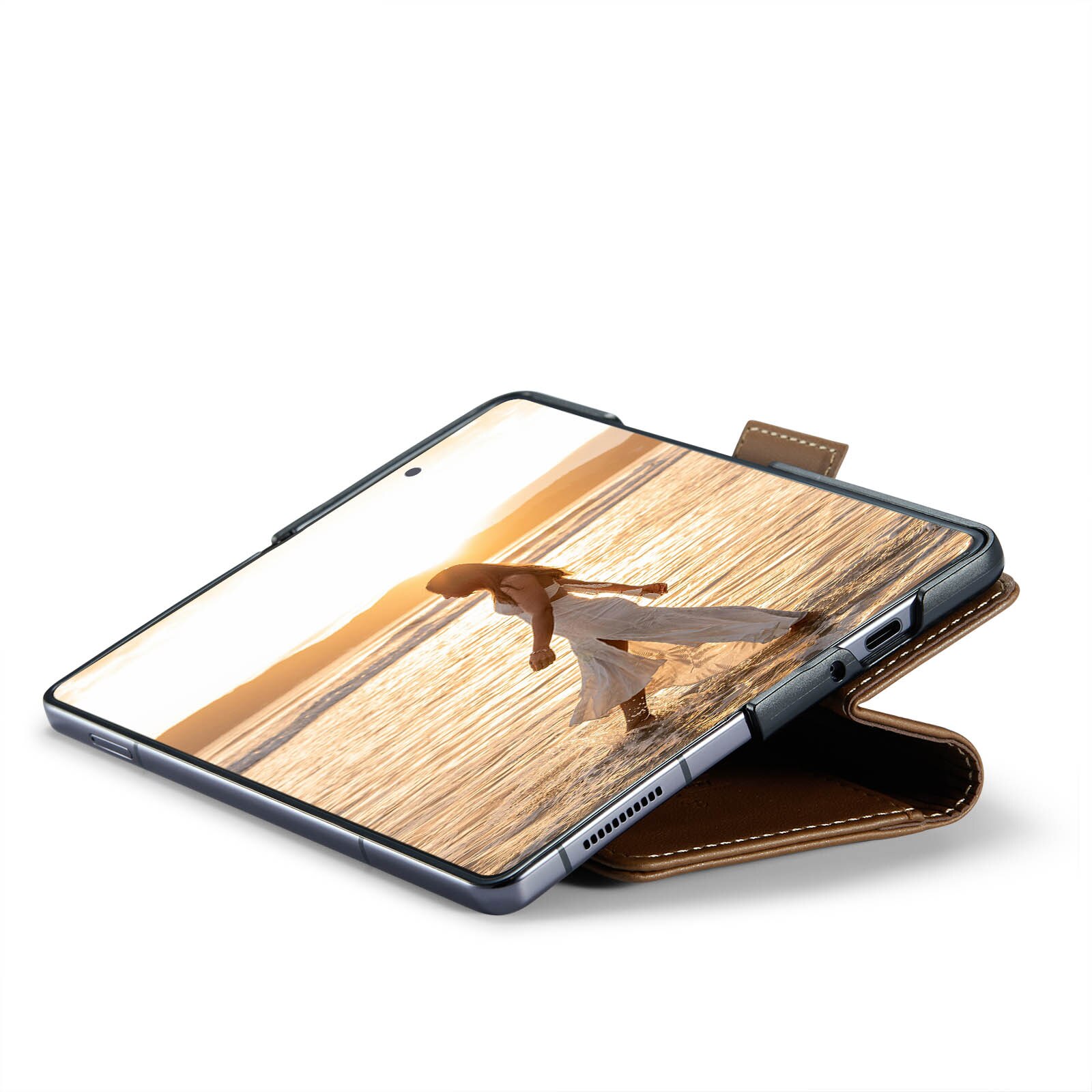 Custodie a portafoglio sottili anti-RFID Samsung Galaxy Z Fold 6 marrone