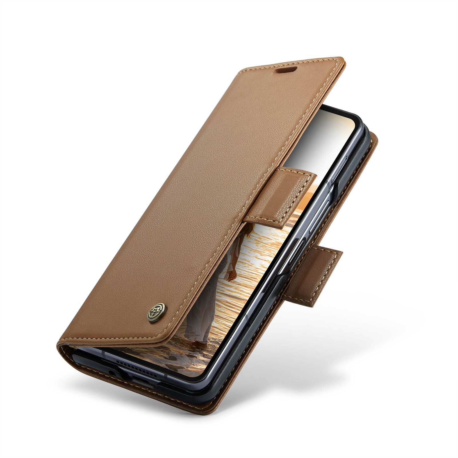 Custodie a portafoglio sottili anti-RFID Samsung Galaxy Z Fold 6 marrone