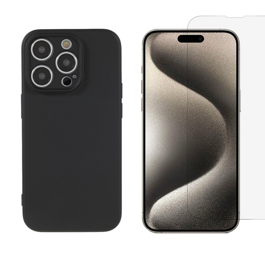 Kit per iPhone 15 Pro: Cover TPU e proteggischermo