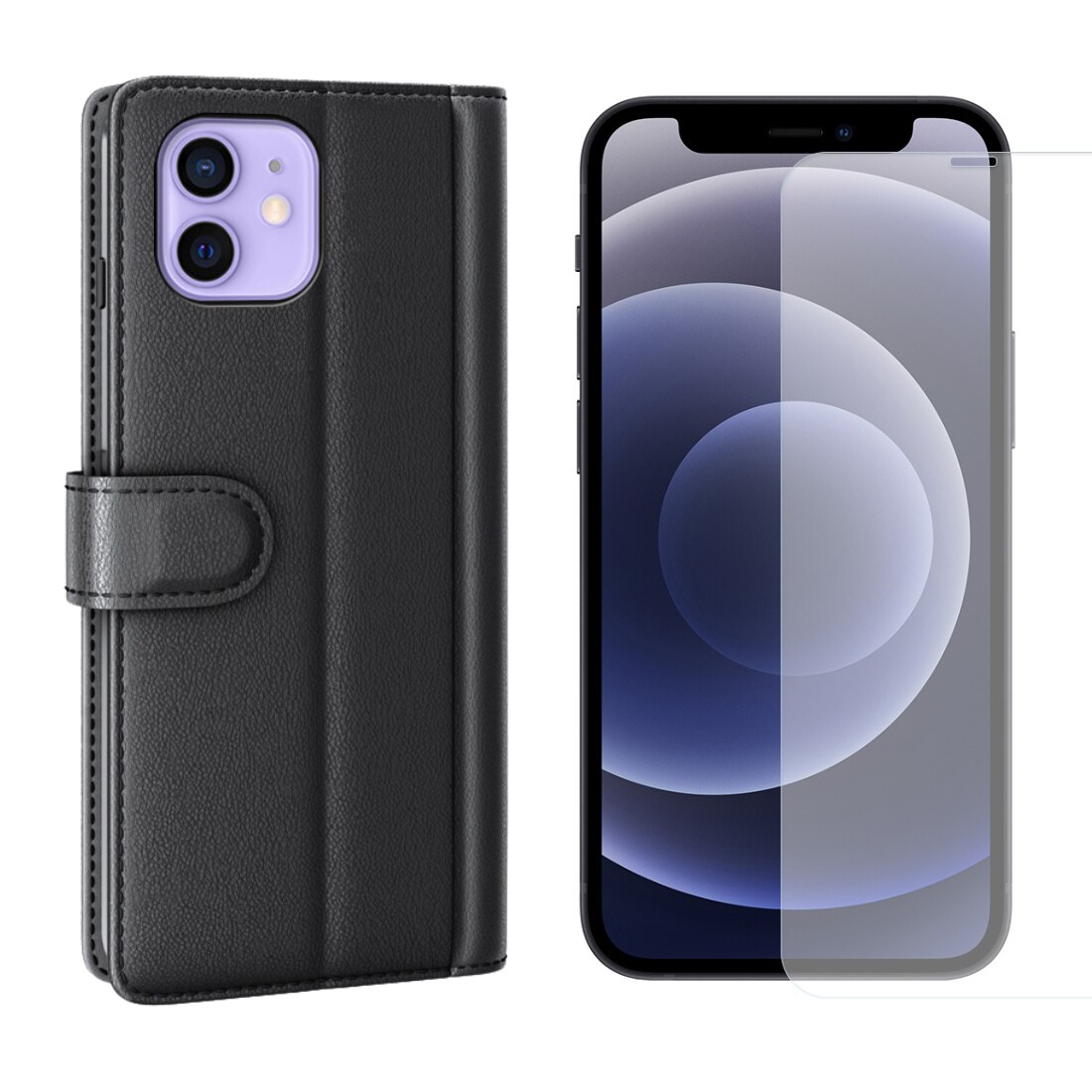 Kit per iPhone 11 : Cover portafoglio e proteggischermo