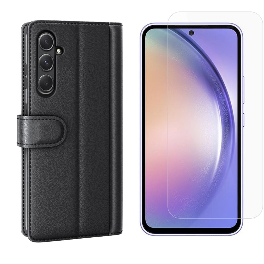 Kit per Samsung Galaxy A55 : Cover portafoglio e proteggischermo