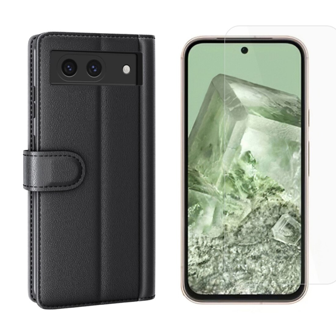 Kit per Google Pixel 8a : Cover portafoglio e proteggischermo