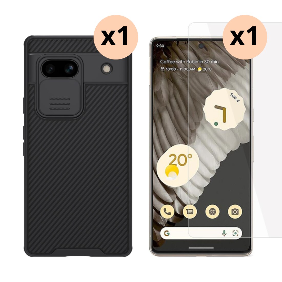 Kit per Google Pixel 7a : Cover CamShield e proteggischermo