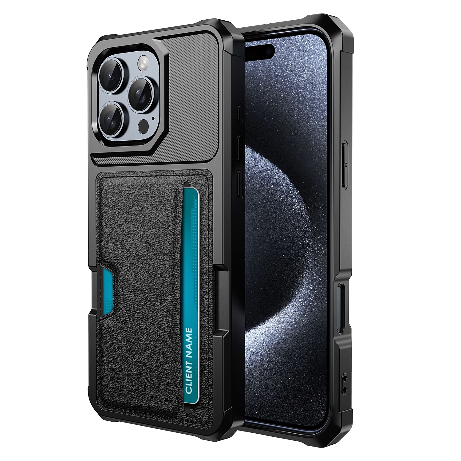 Cover Tough Card Case iPhone 16 Pro Max nero