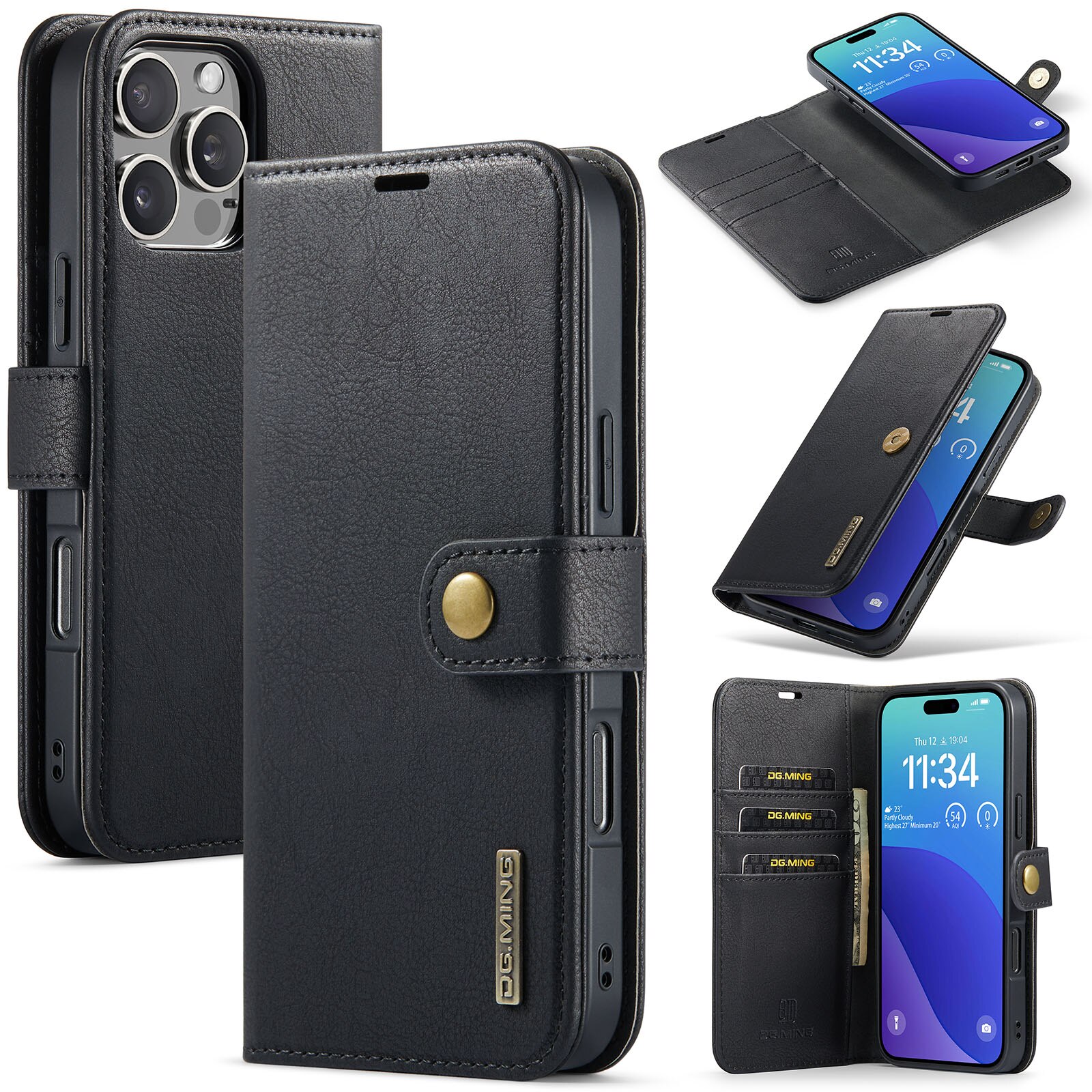 Cover portafoglio Magnet Wallet iPhone 16 Pro Max Black