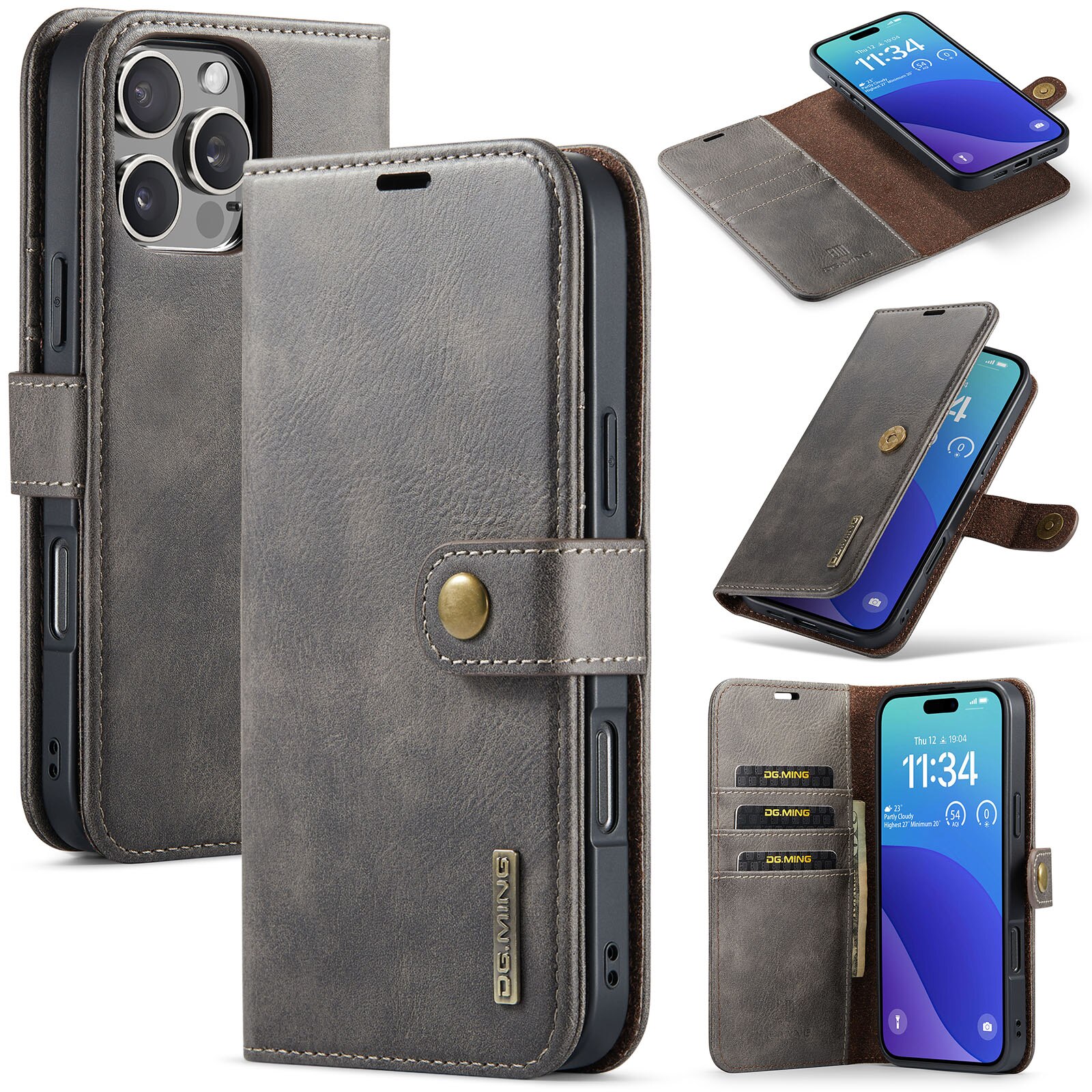 Cover portafoglio Magnet Wallet iPhone 16 Pro Max Brown