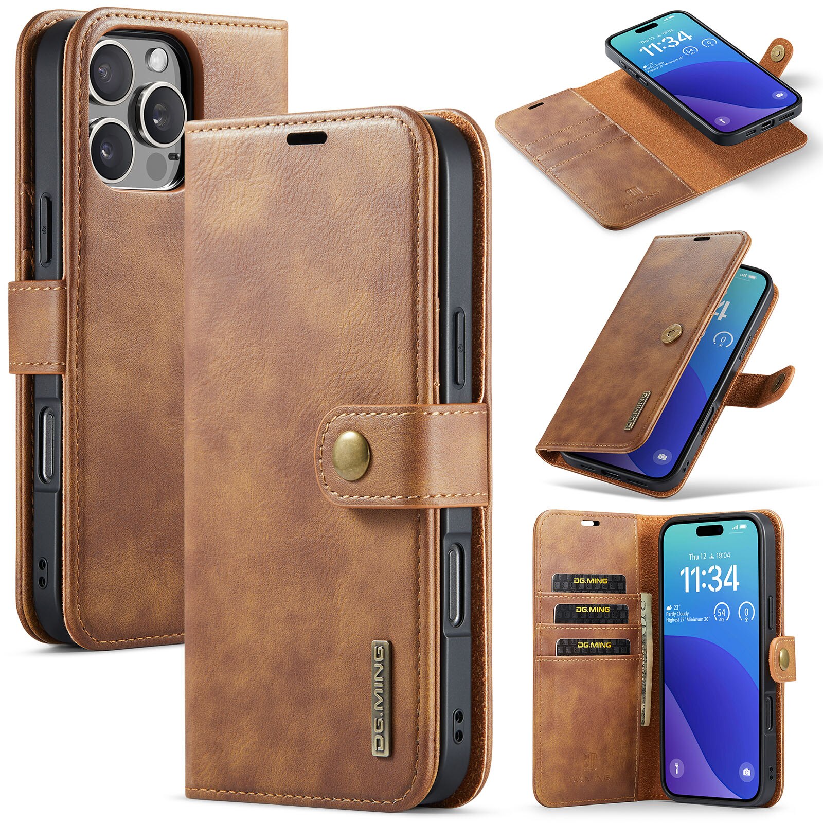 Cover portafoglio Magnet Wallet iPhone 16 Pro Cognac